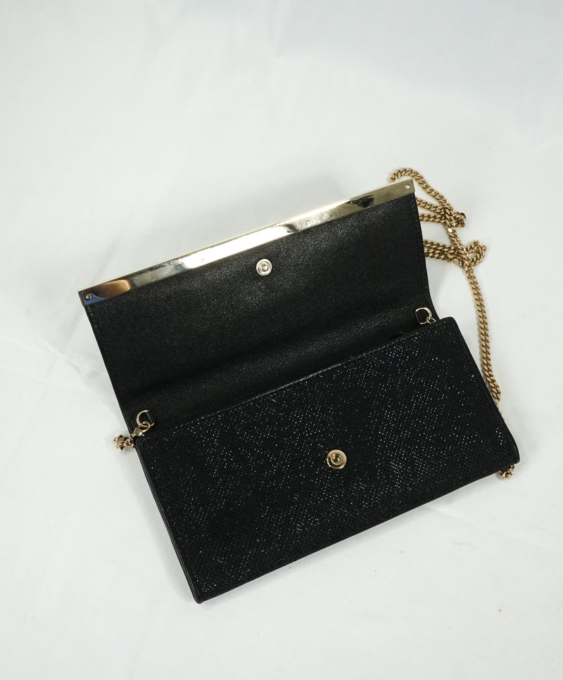 JIMMY CHOO - Black MILLA Lame Glitter Clutch Bag Gold Chain - – Luxe  Hanger