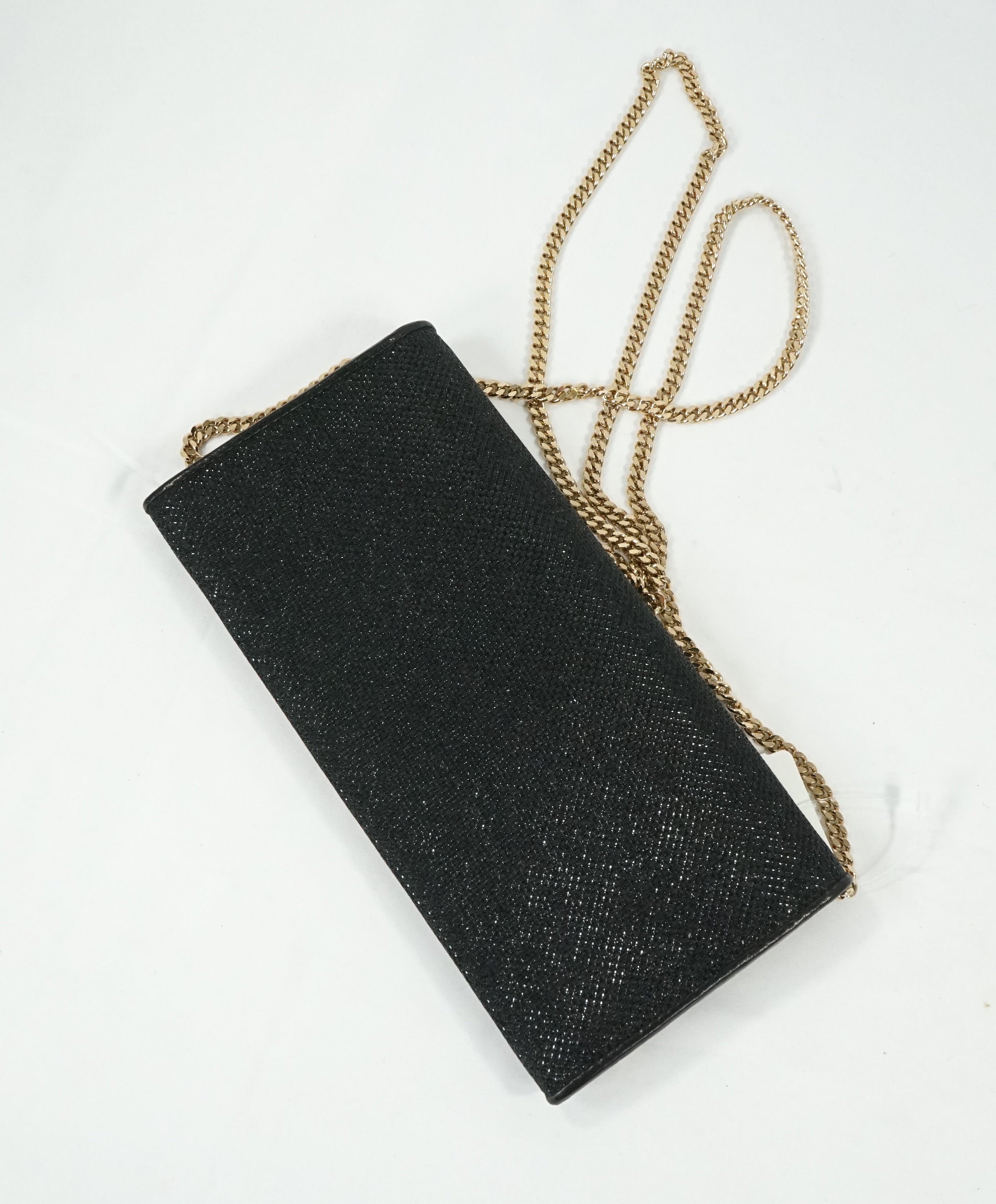 JIMMY CHOO - Black MILLA Lame Glitter Clutch Bag Gold Chain - – Luxe  Hanger