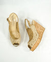JIMMY CHOO - "PROVA" Peep Toe Platform Cork Wedge Slingback Sandals - 8