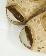 JIMMY CHOO - "PROVA" Peep Toe Platform Cork Wedge Slingback Sandals - 8