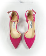 JIMMY CHOO -"LUCY" 65 D'Orsay Ankle Strap Hot Pink Pointed Toe Heels - R-37 L-37.5