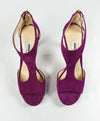 JIMMY CHOO - "LANA" T Strap Purple Suede Open Toe Heel Sandal - R-37 L-37.5