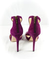 JIMMY CHOO - "LANA" T Strap Purple Suede Open Toe Heel Sandal - R-37 L-37.5