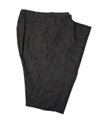 JOHN VARVATOS - Gray Plaid & Abstract Pattern Flat Front Dress Pants - 31