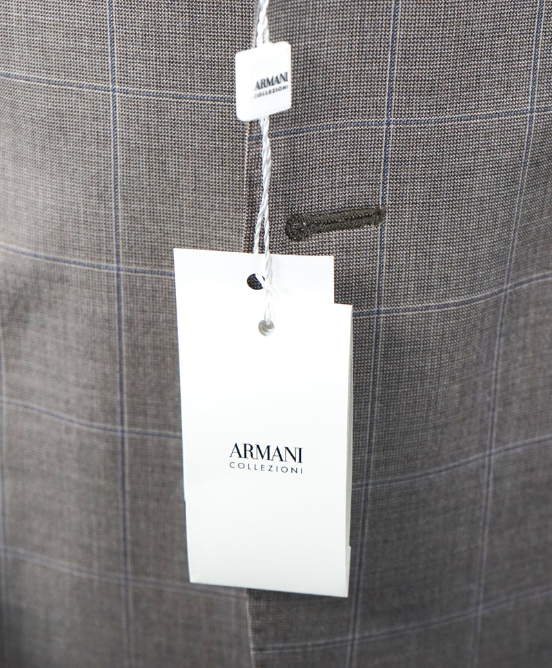 ARMANI COLLEZIONI - Gray & Brown Blue Windowpane Suit “G Line” - 42R