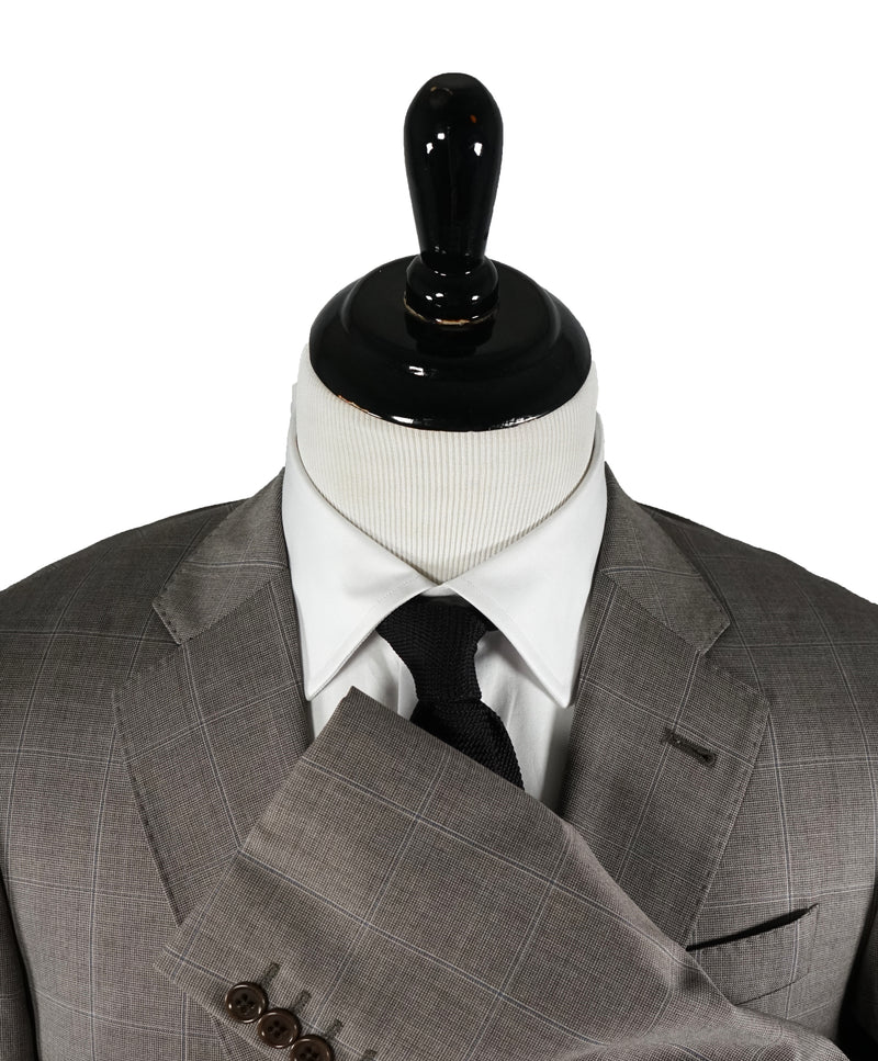 ARMANI COLLEZIONI - Gray & Brown Blue Windowpane Suit “G Line” - 42R