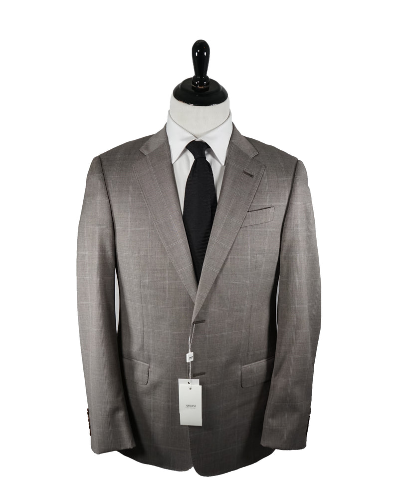 ARMANI COLLEZIONI - Gray & Brown Blue Windowpane Suit “G Line” - 42R