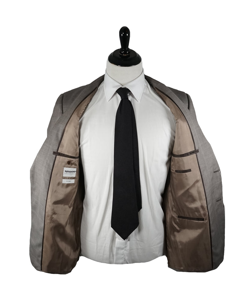 ARMANI COLLEZIONI - Gray & Brown Blue Windowpane Suit “G Line” - 42R