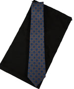 KITON - Foulard Gray & Blue Silk Print Tie