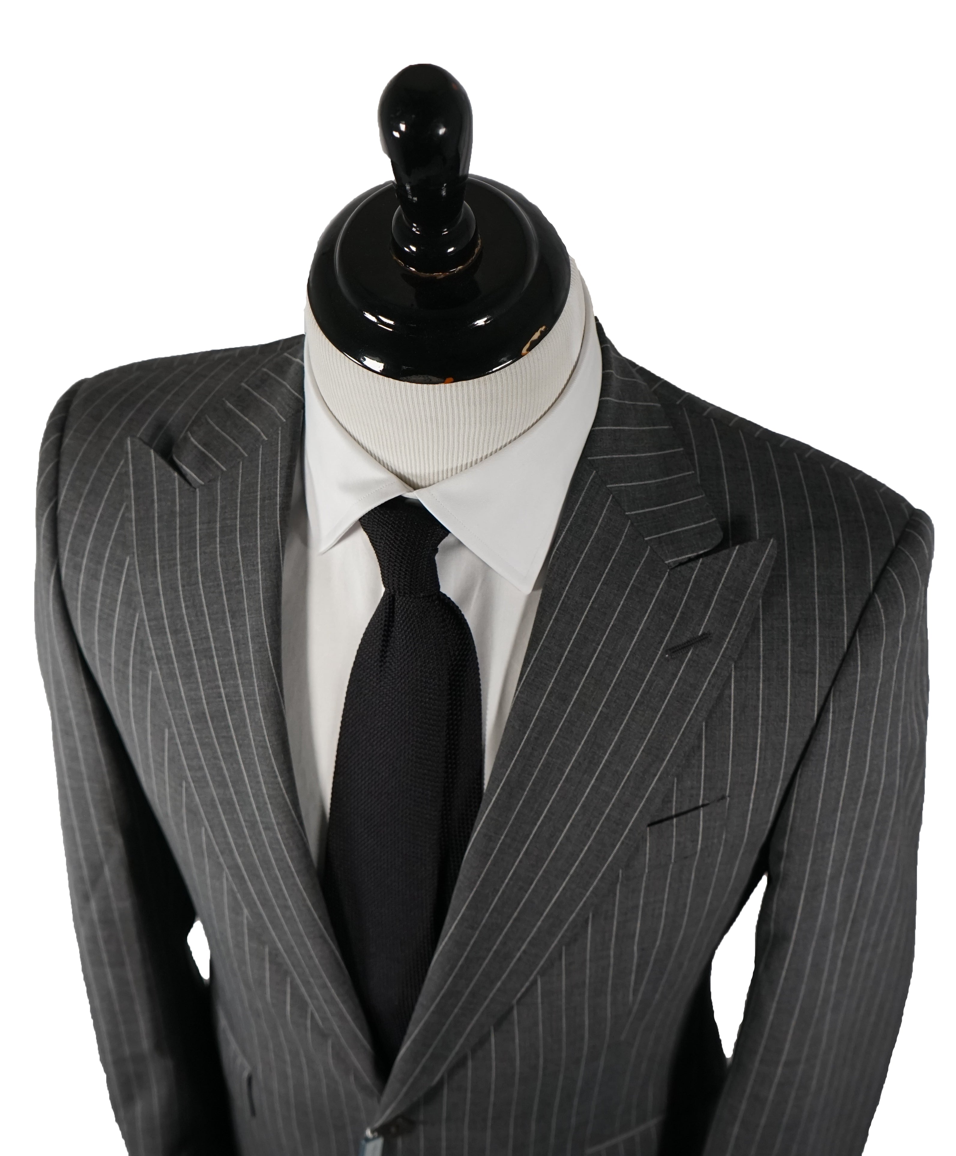LARDINI - Wide Peak Lapel 1-Button Chalk Stripe Suit - 42R