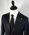 L.B.M. 1911 -LUIGI BIANCHI MANTOVA Blue Wide Peak Lapel Semi-Lined Tuxedo- 36R