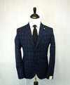 L.B.M. 1911 - Luigi Bianchi Mantova Patch Pocket Semi-Lined Blue Plaid Suit - 40R