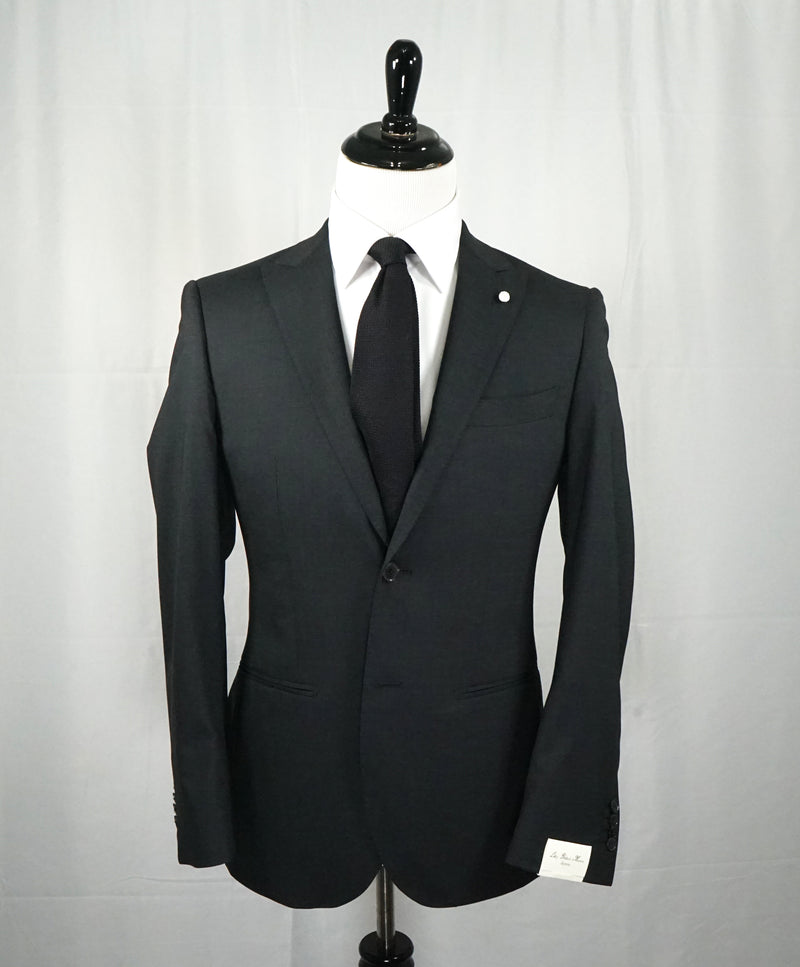 LUIGI BIANCHI MANTOVA - Made In Italy Gray Peak Lapel Pick Stitching Suit - 40R