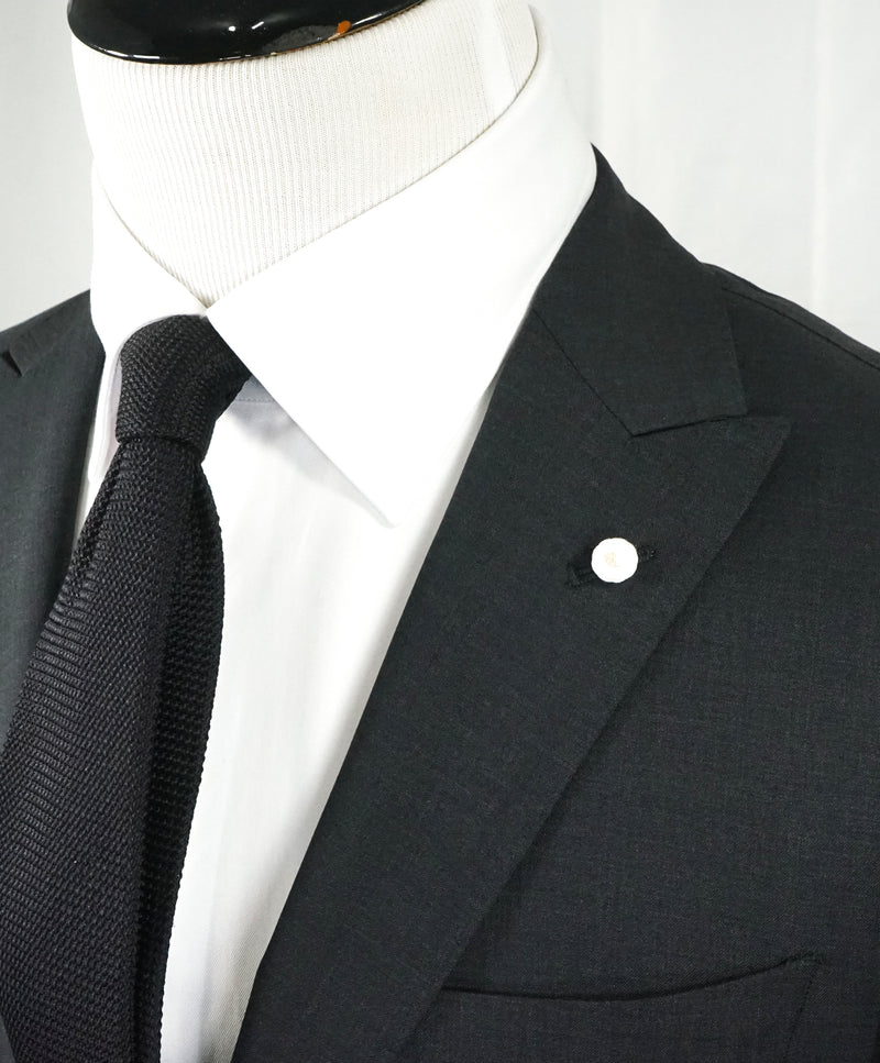 LUIGI BIANCHI MANTOVA -Made In Italy Gray Peak Lapel Pick Stitching Suit- 38R