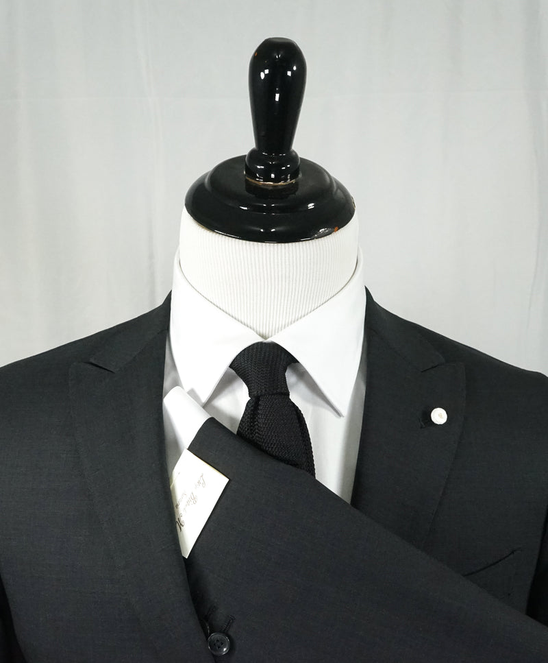 LUIGI BIANCHI MANTOVA - Made In Italy Gray Peak Lapel Pick Stitching Suit - 40R