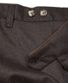 LUCIANO BARBERA - Brown Wool Slim Suede Tipped Dress Pants - 33W