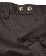 LUCIANO BARBERA - Brown Wool Slim Suede Tipped Dress Pants - 33W