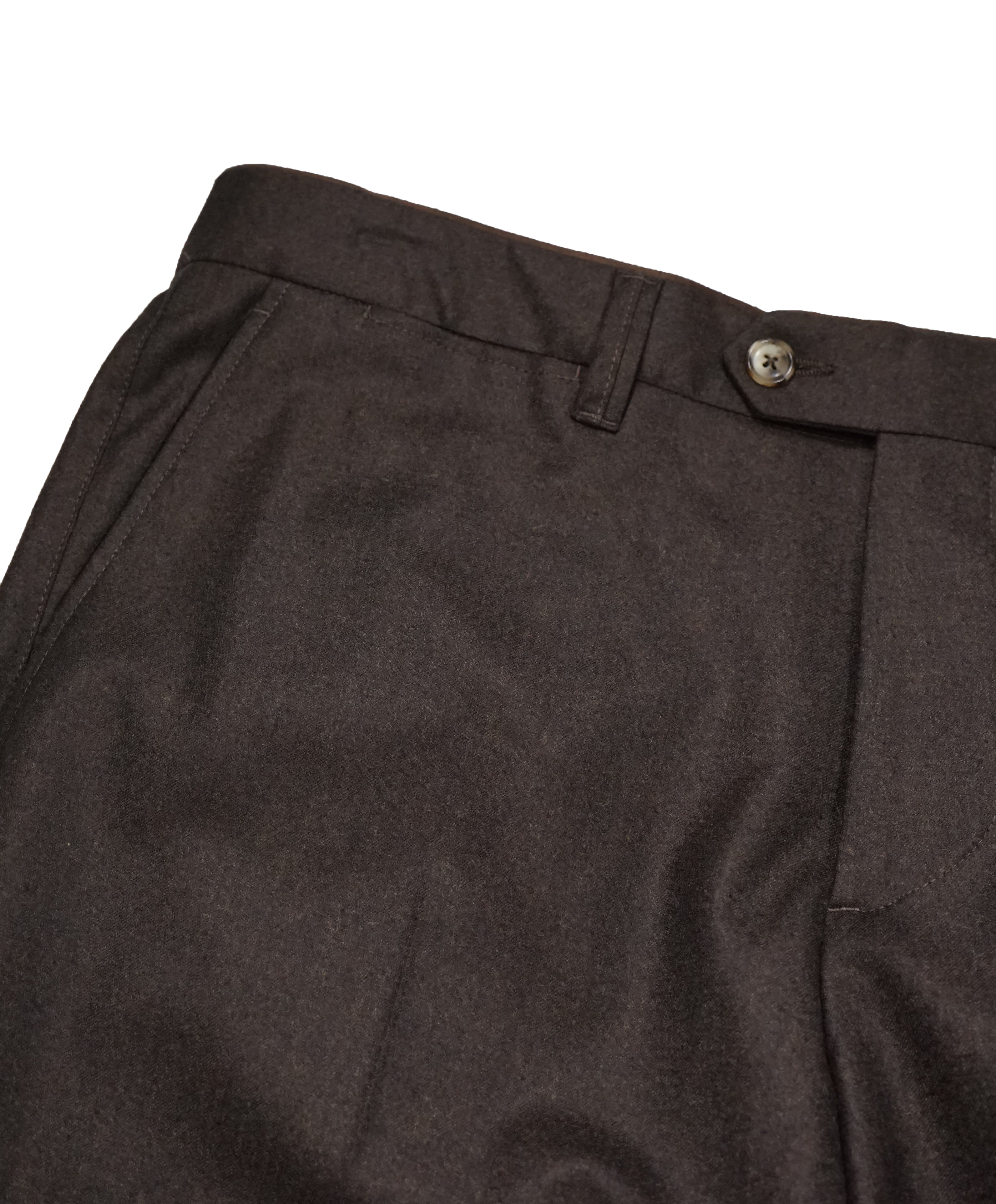 LUCIANO BARBERA - Brown Wool Slim Suede Tipped Dress Pants - 33W