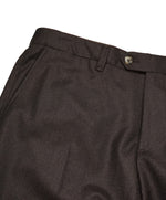 LUCIANO BARBERA - Brown Wool Slim Suede Tipped Dress Pants - 33W