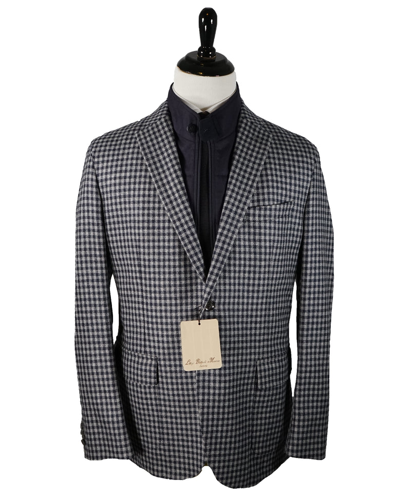 LUIGI BIANCHI MANTOVA -Vested Coat Blazer Pure Wool Check - 46R