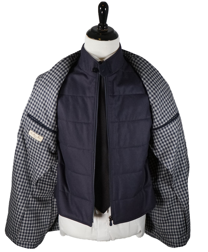 LUIGI BIANCHI MANTOVA -Vested Coat Blazer Pure Wool Check - 46R