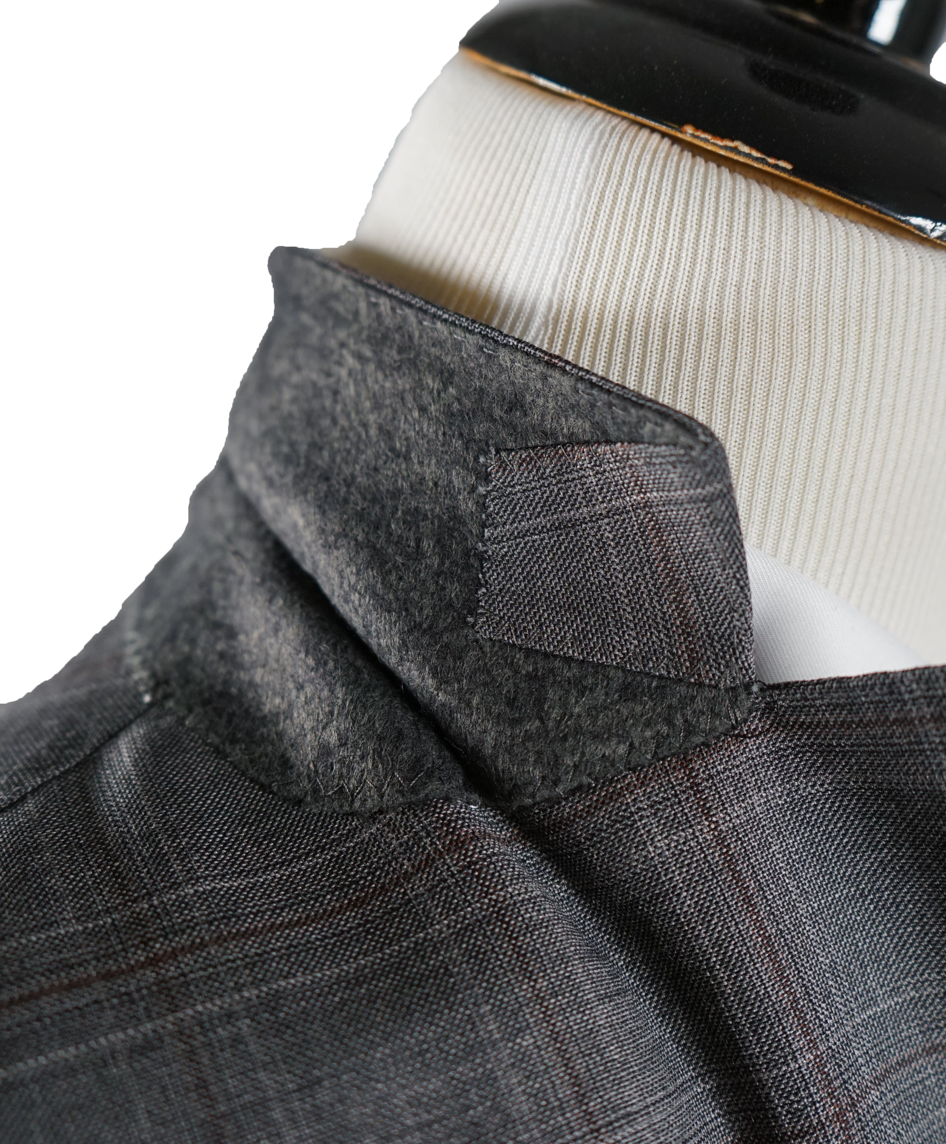 LUIGI BIANCHI MANTOVA - Bold Gray & Pumpkin Plaid With MOP Buttons - 38R
