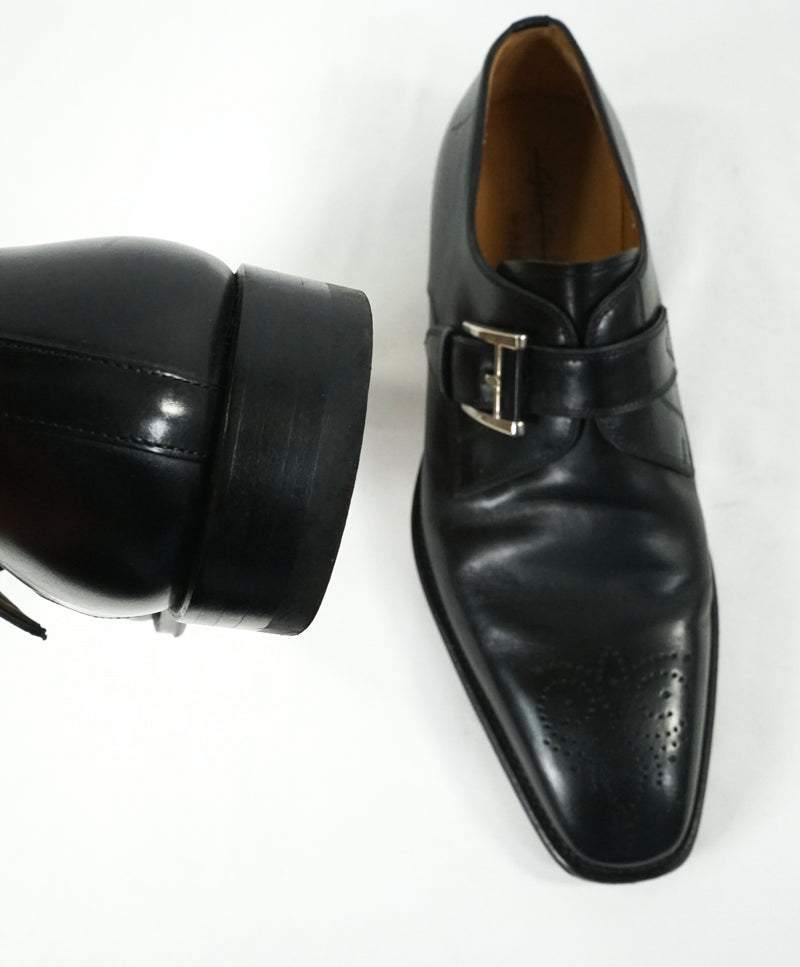 MAGNANNI - Single Monk Strap Loafers Brogue Tip Leather Sole - 8.5