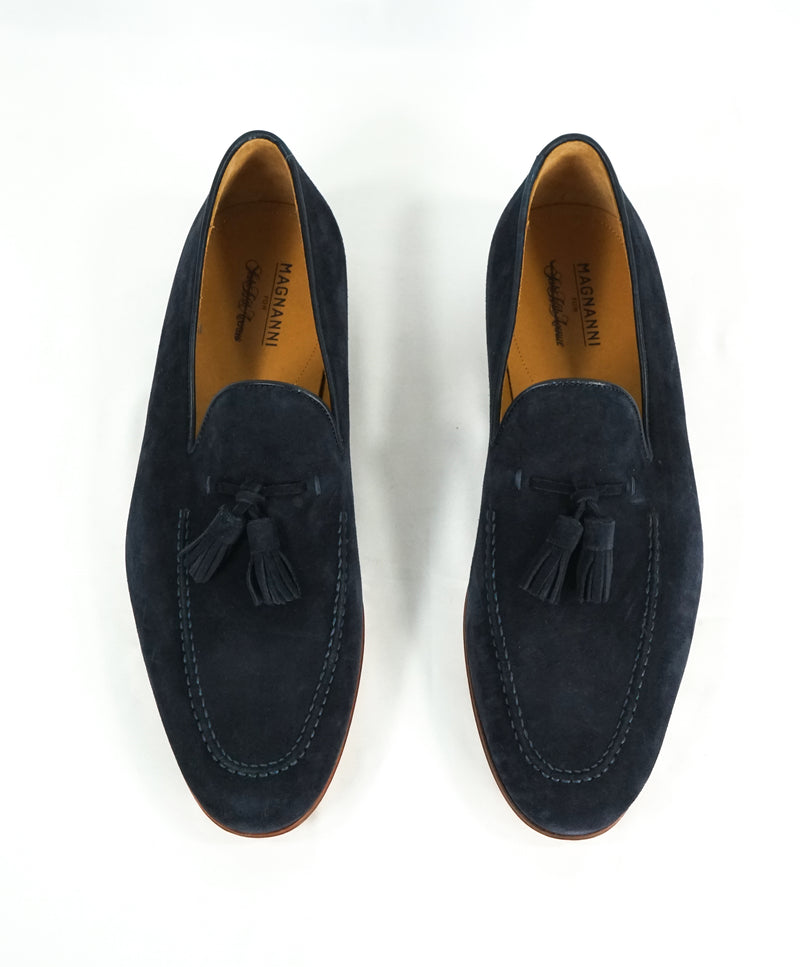 MAGNANNI For SAKS FIFTH AVENUE - Blue Contrast Sole Tassel Loafers - 9