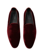 MAGNANNI - Burgundy Velvet Smoking Slippers Loafers - 10.5