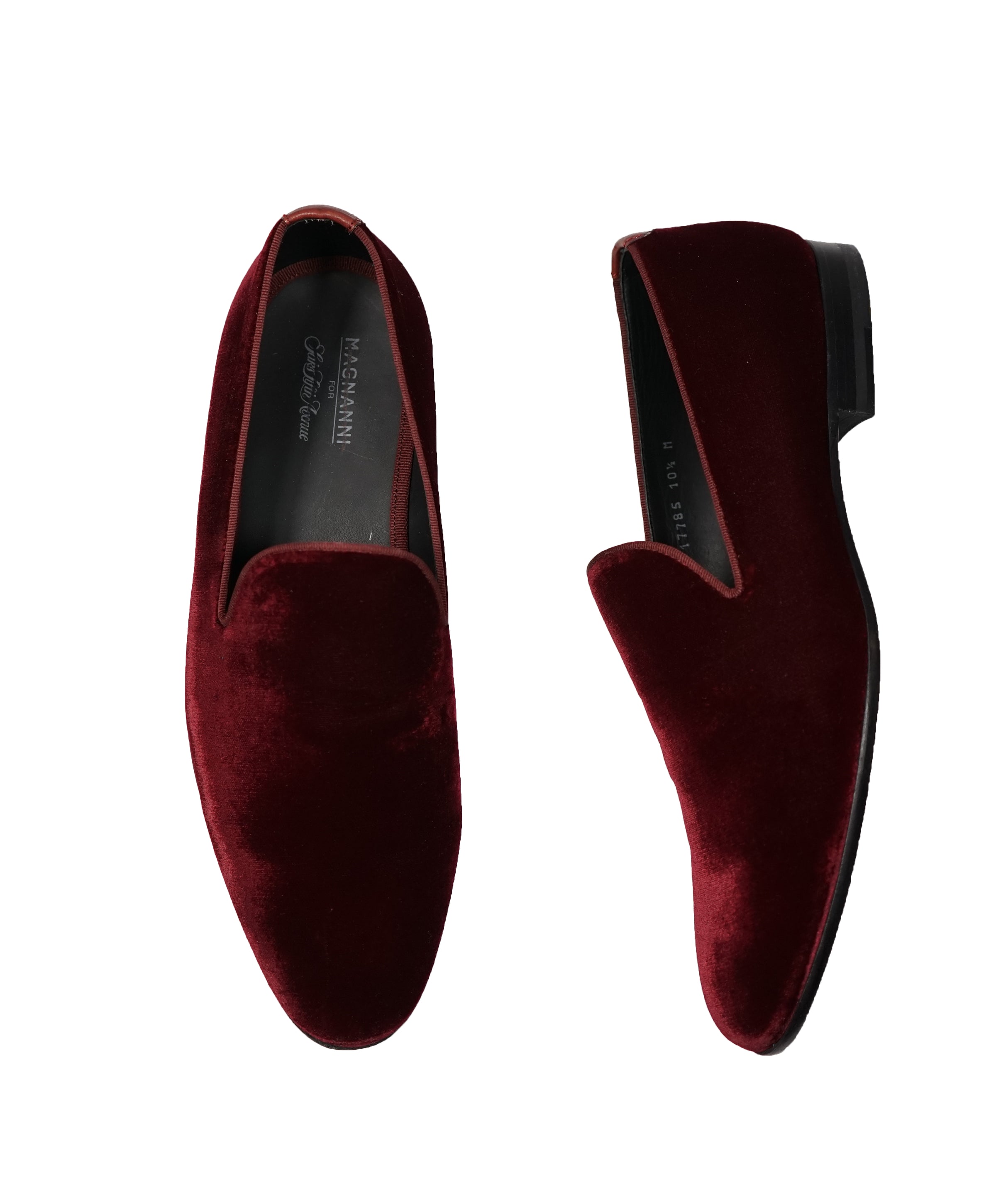MAGNANNI Burgundy Velvet Smoking Slippers Loafers 10.5 Luxe