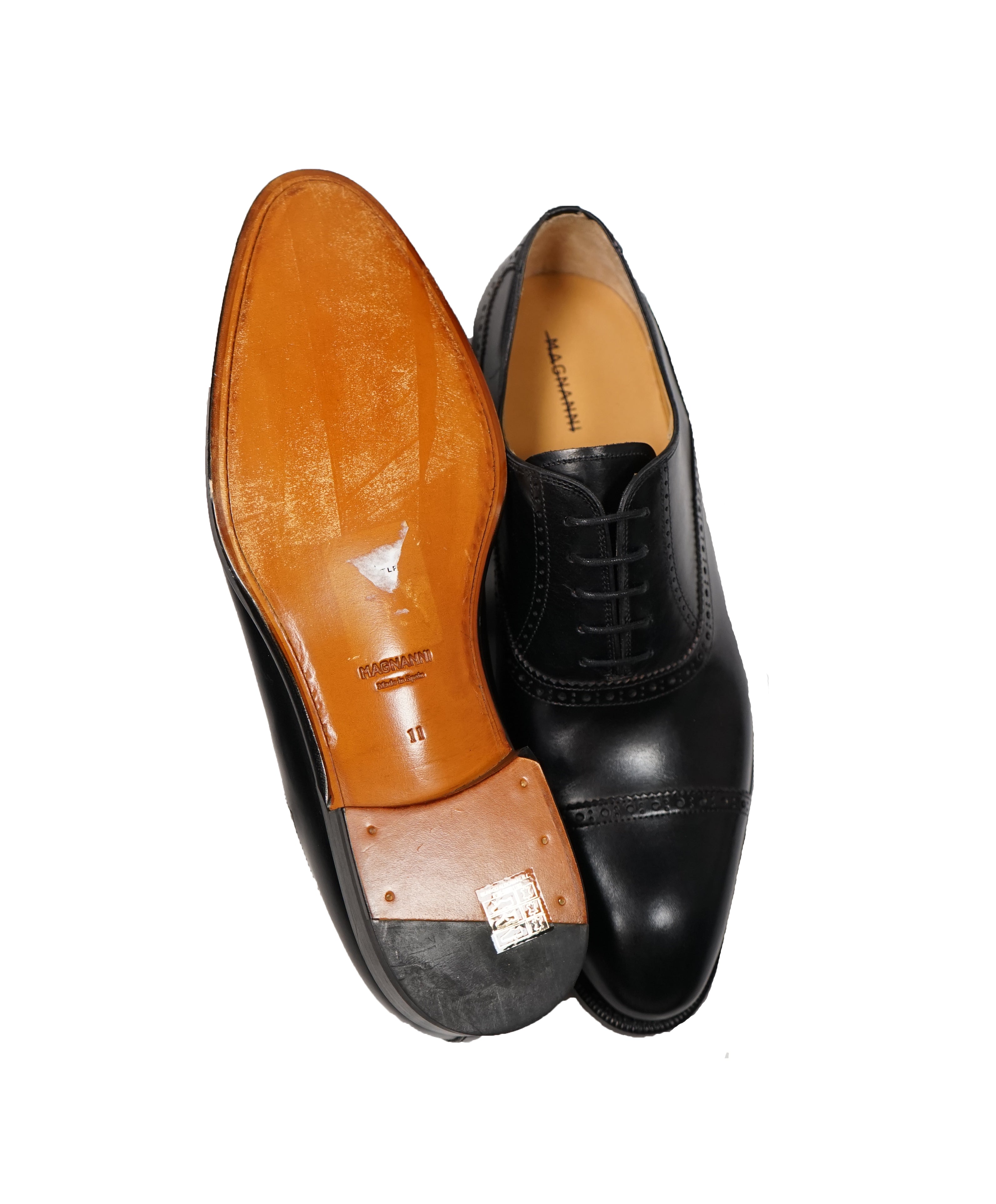 MAGNANNI - Cap Toe Brogue Oxfords With Leather Soles Gold Detail - 11