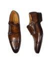 MAGNANNI - Double Monk Strap Loafers With Hand Patina Uppers Brown- 11