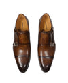 MAGNANNI - Double Monk Strap Loafers With Hand Patina Uppers Brown- 11