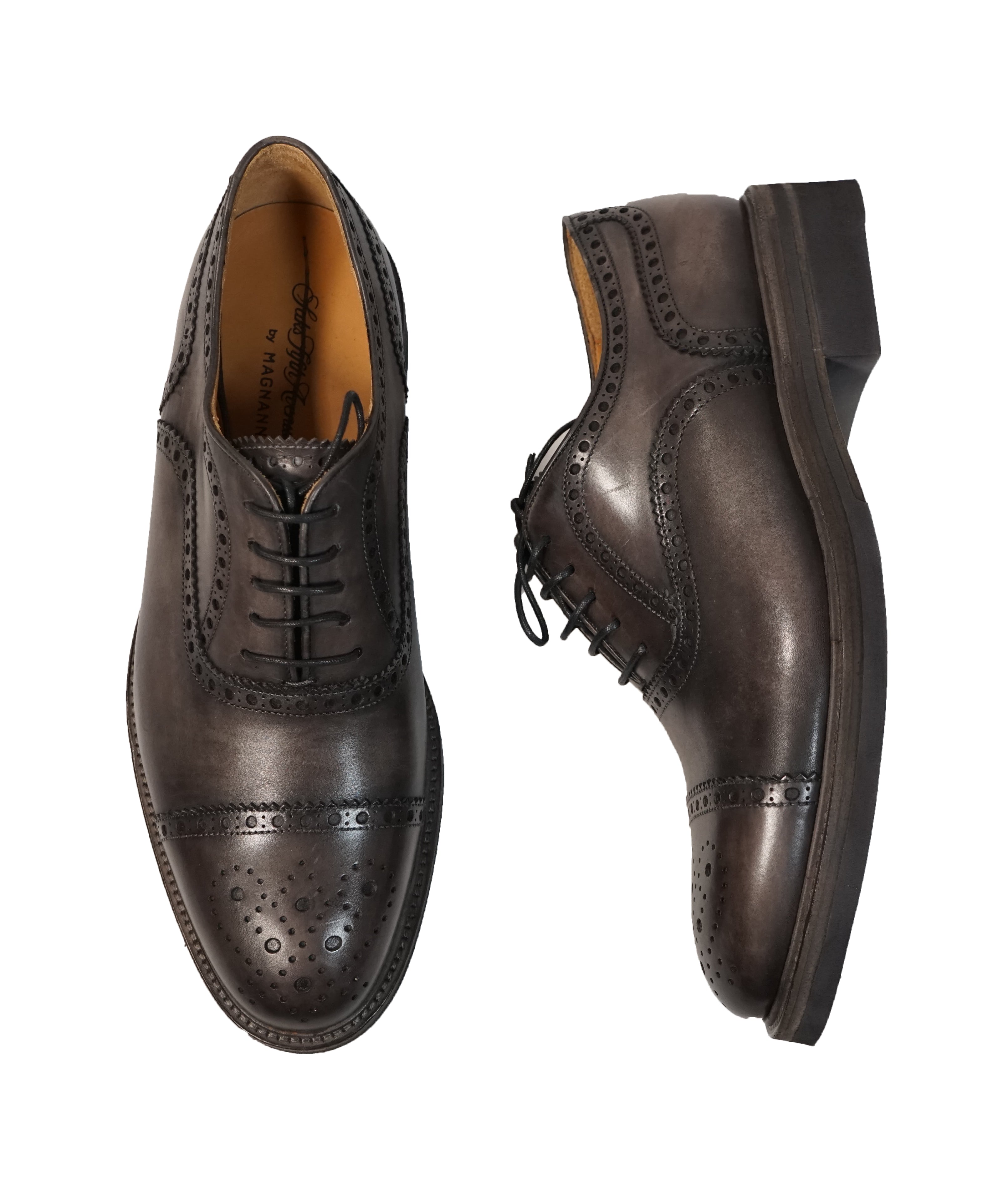 MAGNANNI - Gray Burnished Brogue Oxfords - 9.5