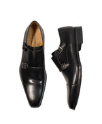 MAGNANNI For SAKS FIFTH AVENUE- Black Double Monk Strap Loafers - 10.5