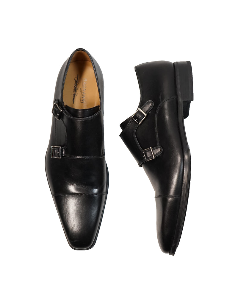 MAGNANNI For SAKS FIFTH AVENUE- Black Double Monk Strap Loafers - 10.5