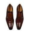 MAGNANNI For SAKS FIFTH AVENUE- Brown Double Monk Strap Loafers - 13