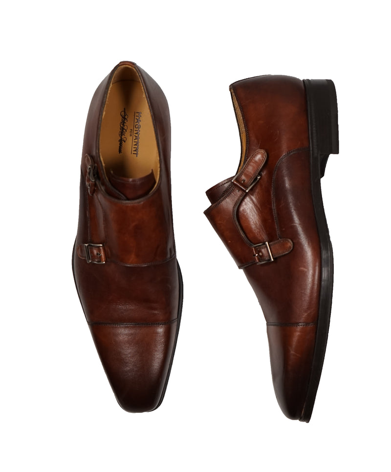 MAGNANNI For SAKS FIFTH AVENUE- Brown Double Monk Strap Loafers - 13