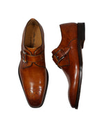 MAGNANNI For SAKS FIFTH AVENUE- Brown Single Monk Strap Loafers - 8