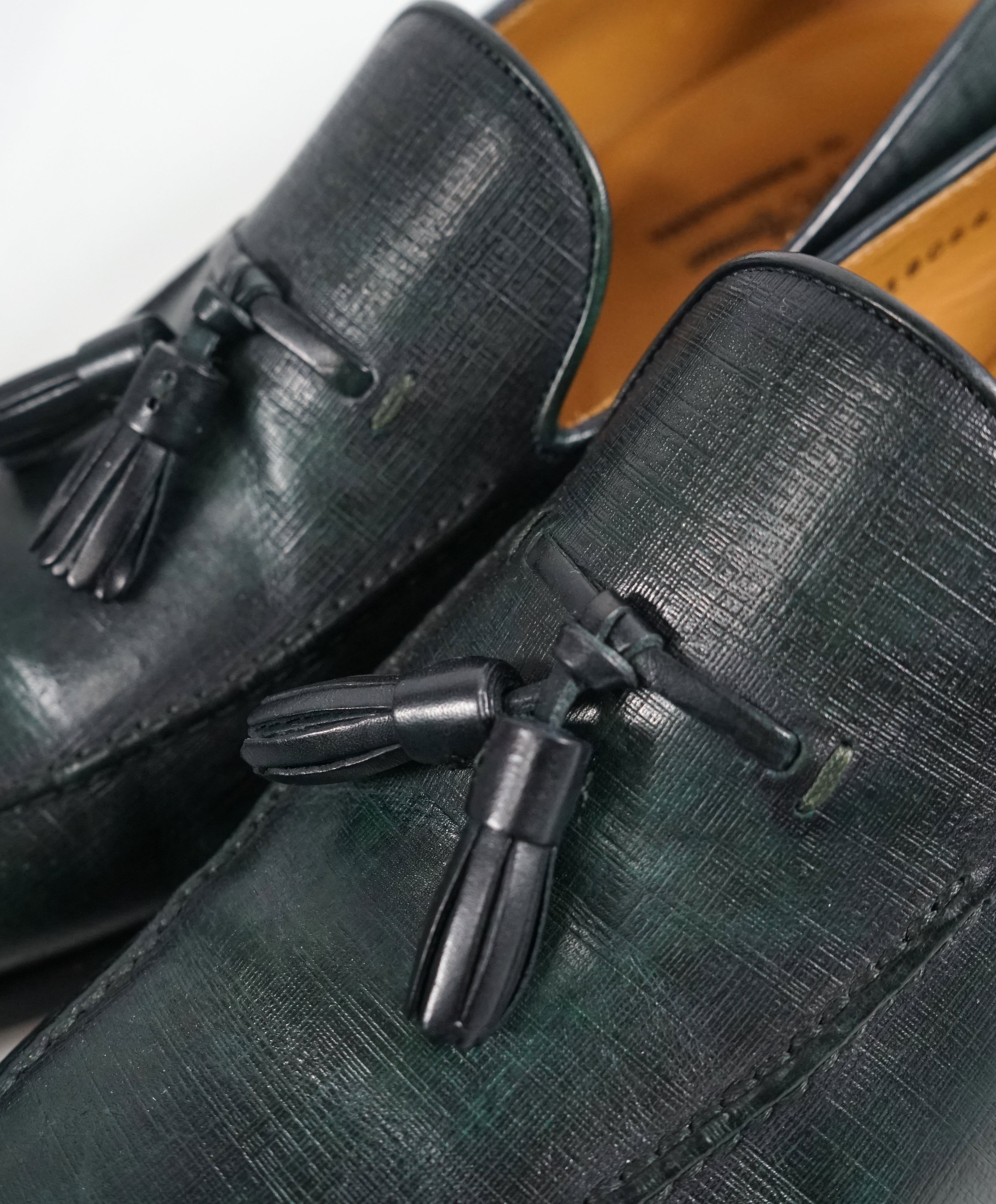 MAGNANNI For SAKS FIFTH AVENUE- Green Saffiano Tassel Loafers - 10