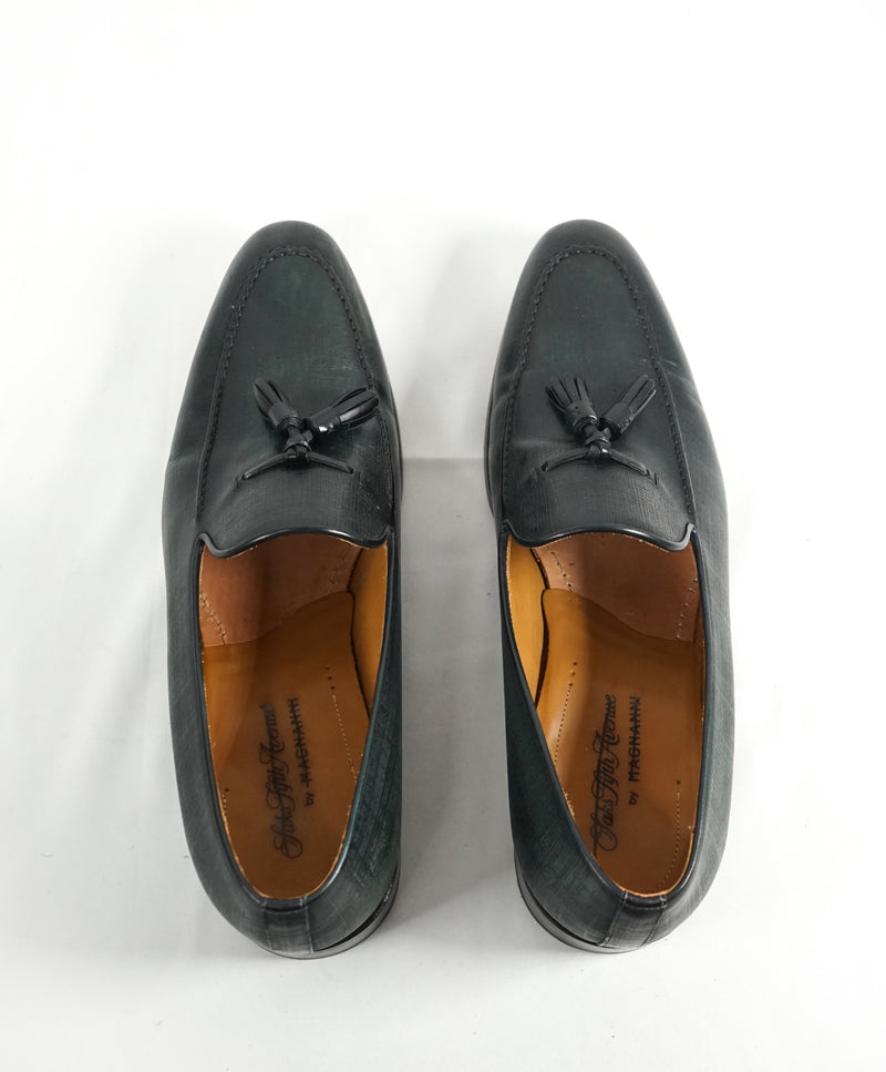 MAGNANNI For SAKS FIFTH AVENUE- Green Saffiano Tassel Loafers - 10