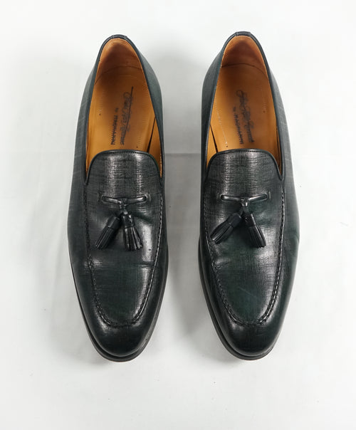 MAGNANNI For SAKS FIFTH AVENUE- Green Saffiano Tassel Loafers - 10
