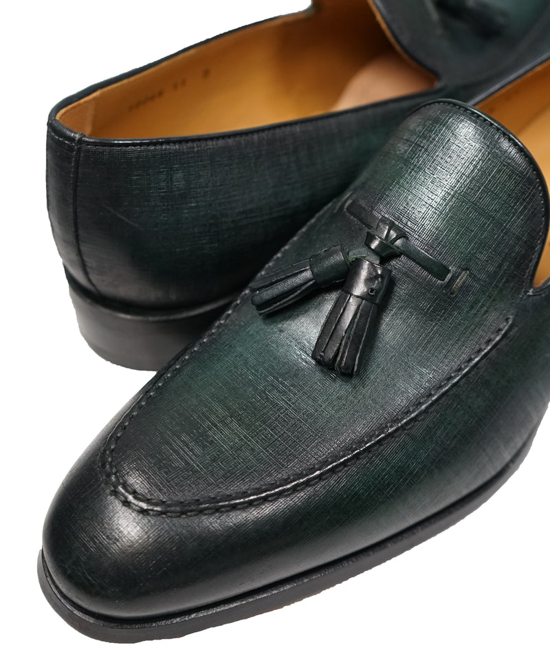 MAGNANNI For SAKS FIFTH AVENUE- Green Saffiano Tassel Loafers - 11