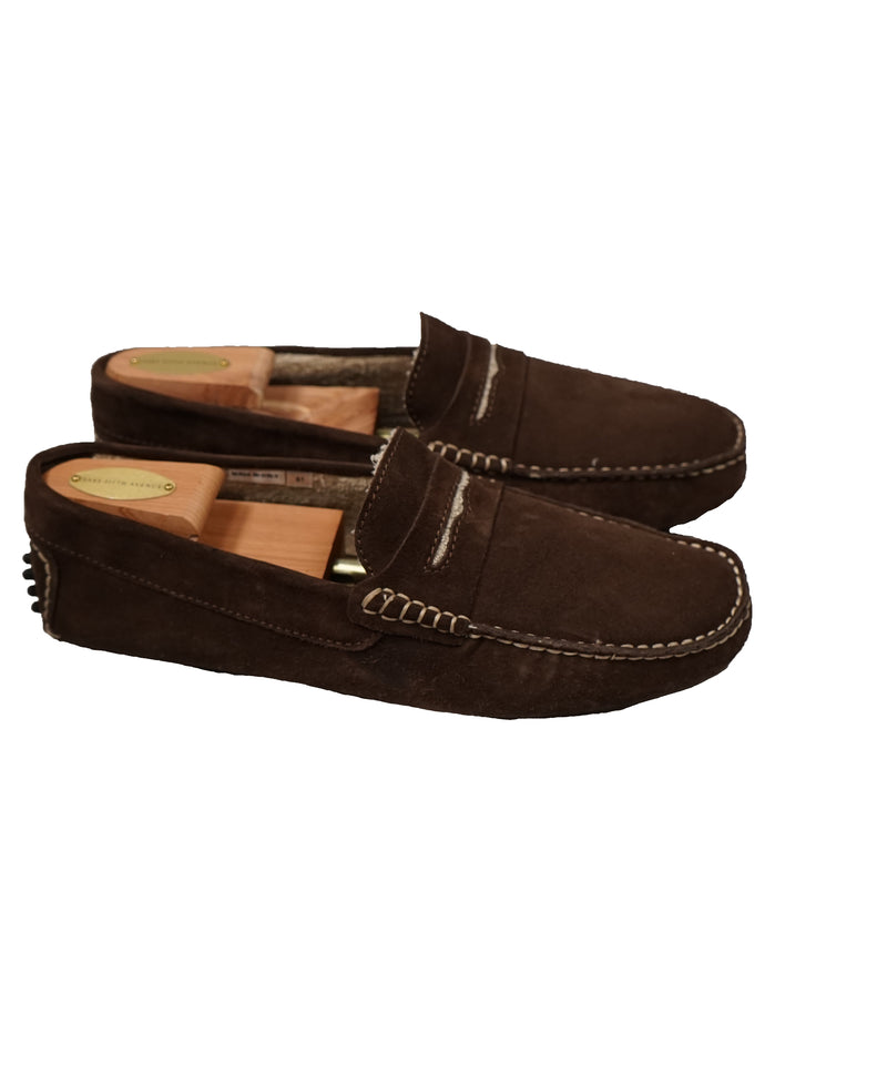 MANOLO BLAHNIK - "ROADSTER" Suede Leather Lined Moccasin Penny Loafers - 8