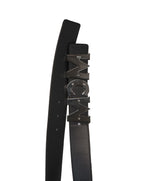 MCM - Black & Gray Logo Letter Leather Belt -  42W