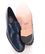 TOD’S - Blue Leather Penny Loafers “Boston Devon” Leather Sole - 10.5US