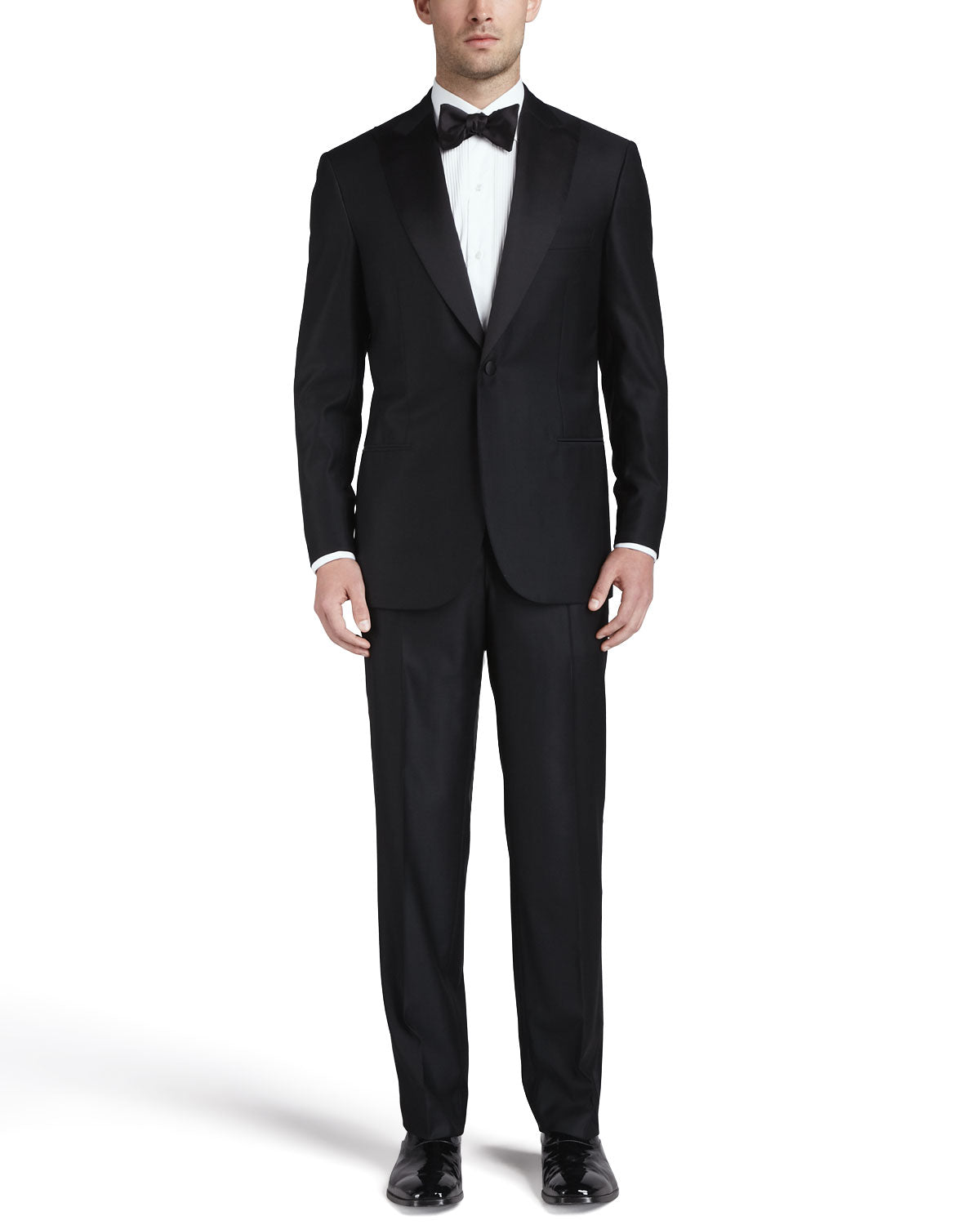 BRIONI - *CELEB FAVORITE* Hand Made Italy Black Peak Lapel Tuxedo - 46L