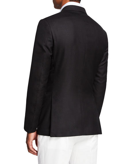 ERMENEGILDO ZEGNA - "Cool Effect" Blue Oxford Royal Weave Blazer - 44R