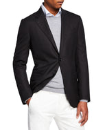 ERMENEGILDO ZEGNA - "Cool Effect" Blue Oxford Royal Weave Blazer - 44R