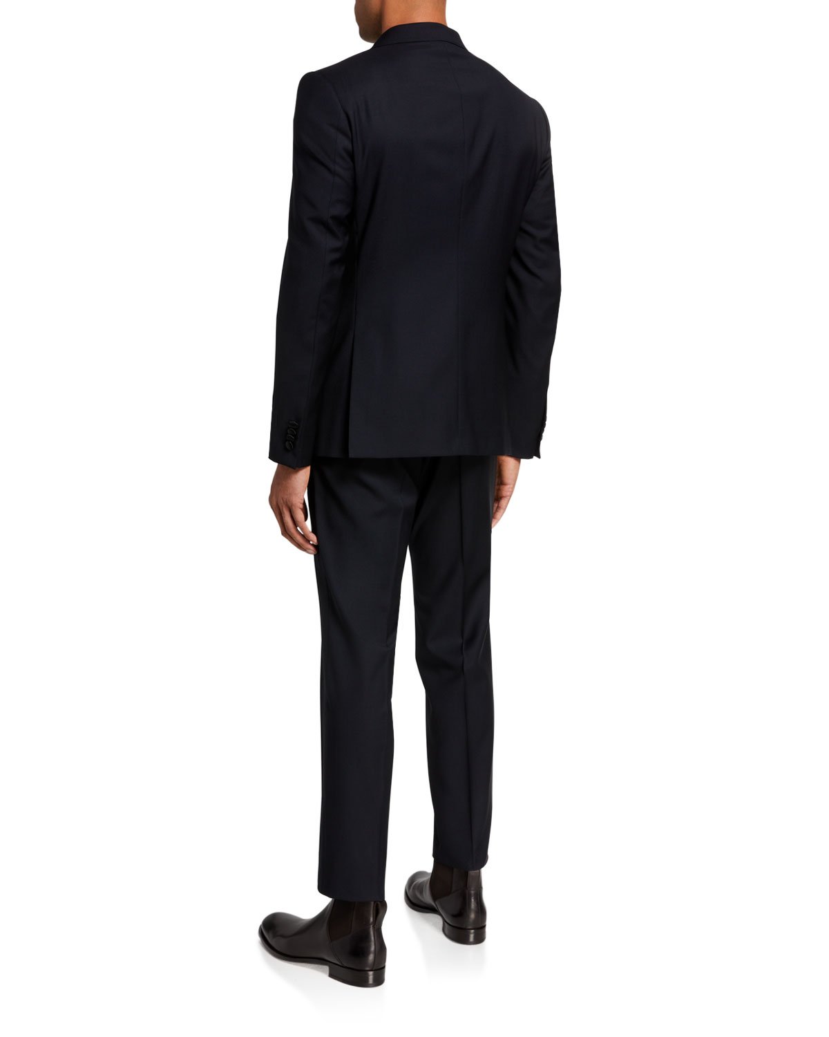 Z ZEGNA - Midnight Blue Silk Peak Lapel Drop 8 Wool Tuxedo Suit - 44R